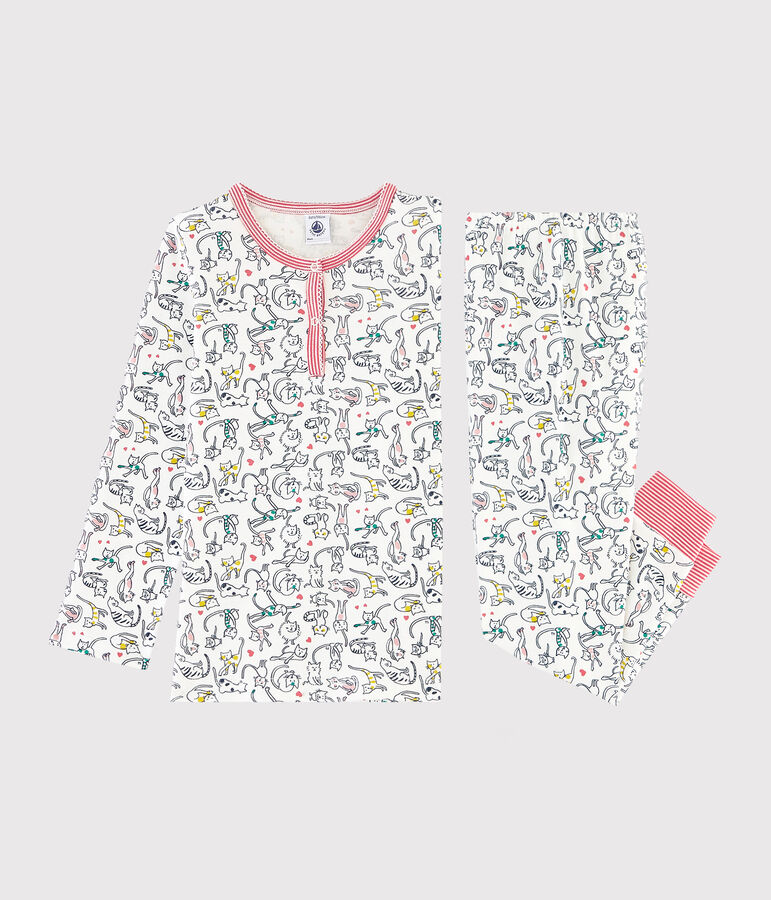 Pyjama en c&ocirc;te blanc/multicouleur
