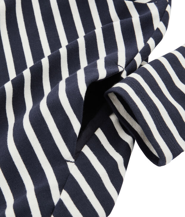 Jurk met lange mouwen vrouwen blauw/wit