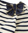Robe fille bi-matière rayée beige COQUILLE/bleu SMOKING