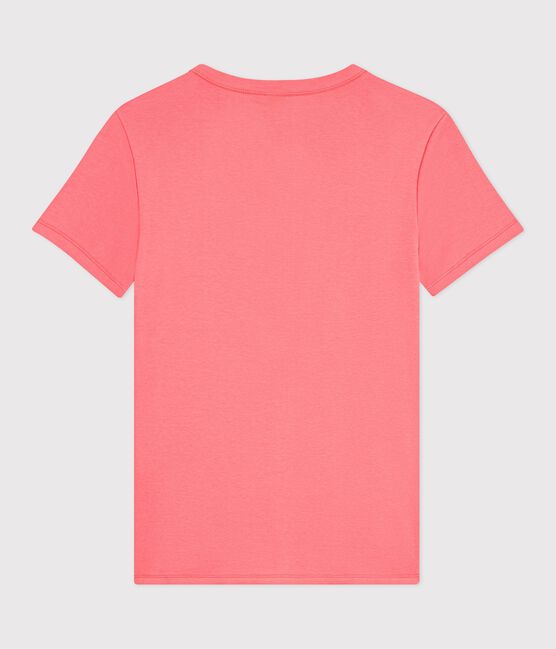 Dames-T-shirt van effen katoen met korte mouwen roze FLAMAND