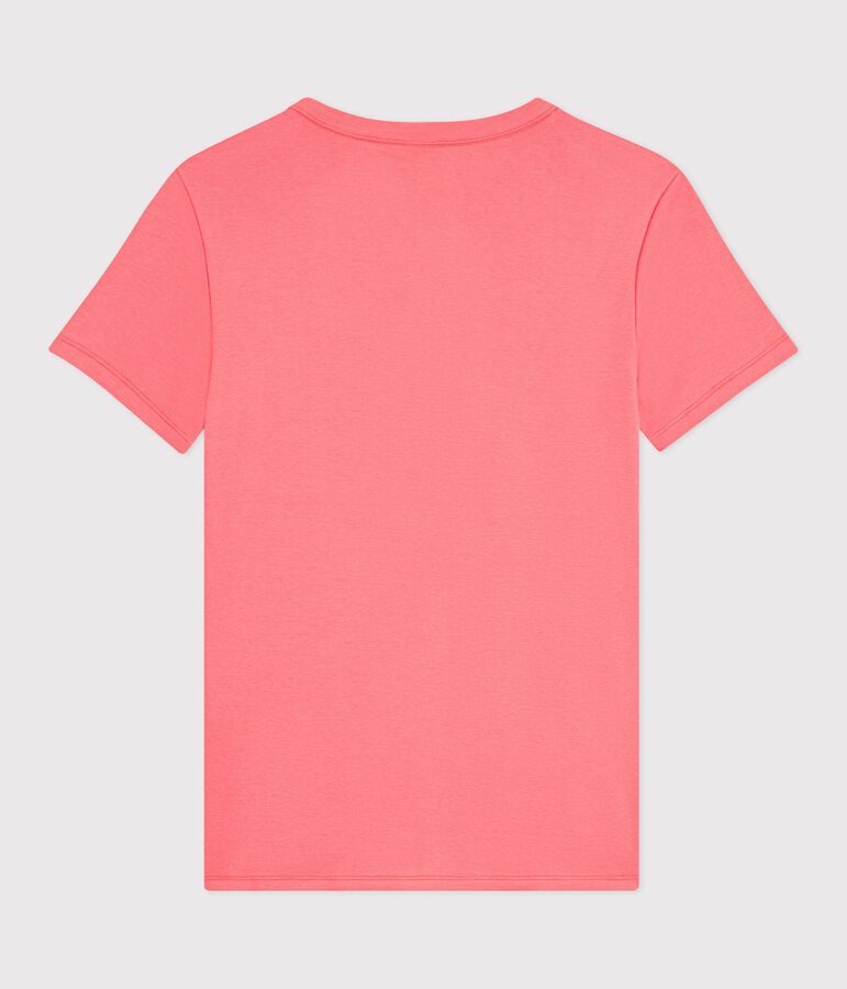 Dames-T-shirt van effen katoen met korte mouwen roze