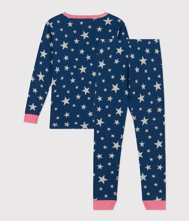 Pyjama ajust&eacute; phosphorescent en coton imprim&eacute; &eacute;toiles enfant bleu/blanc