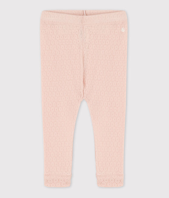 Katoenen opengewerkte legging voor baby's roze SALINE