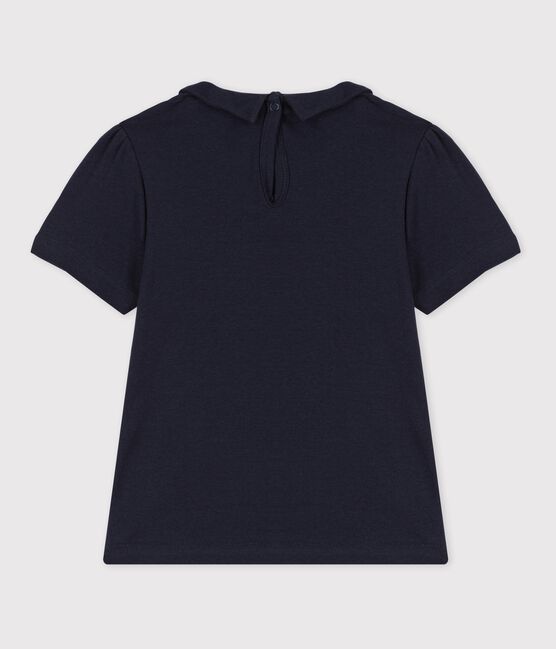 T-shirt met korte mouwen in biokatoen voor meisjes blauw SMOKING
