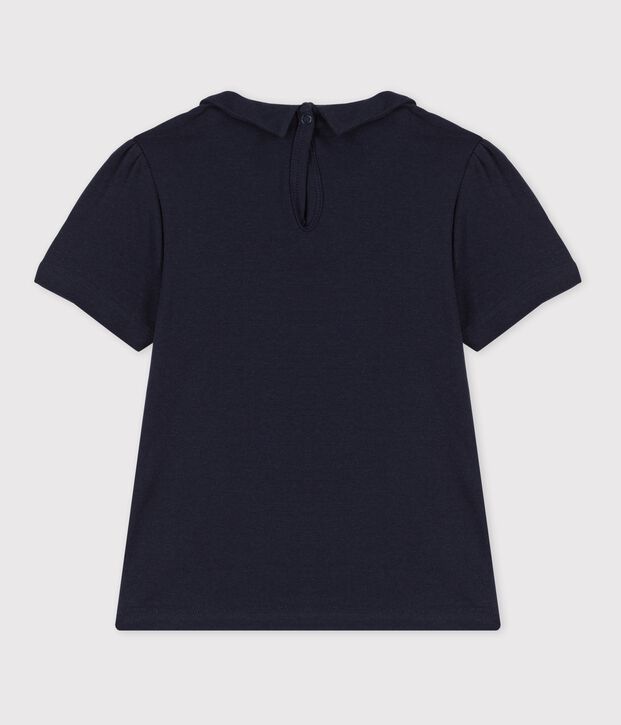 T-shirt manches courtes en coton enfant fille bleu marine