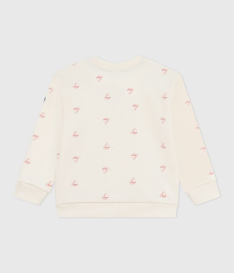 Sweatshirt enfant en coton imprim&eacute; &eacute;cru/rouge