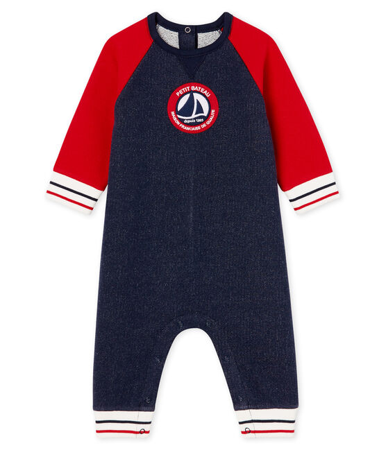 Combinaison longue bébé garçon en molleton bleu SMOKING/rouge TERKUIT