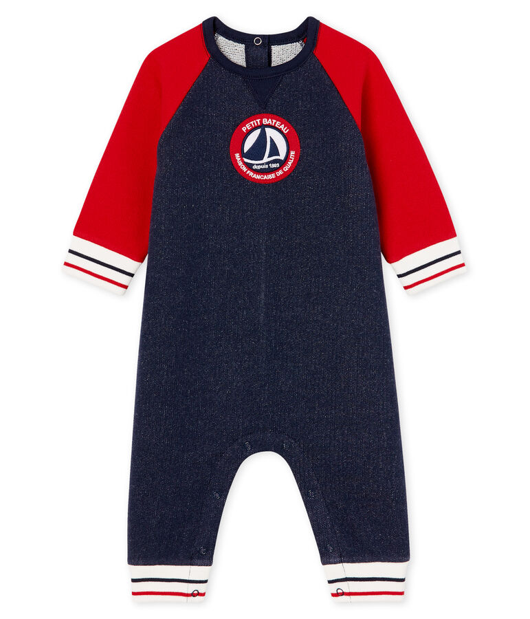 Lang babypakje van molton babyjongen blauw/rood