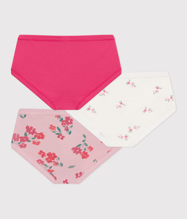Lot de culottes enfant en coton taille haute imprim&eacute; fleurs multicouleur
