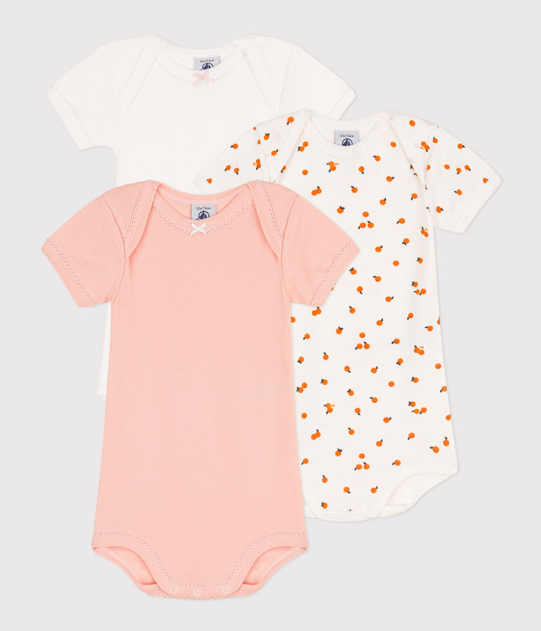 Lot de 3 bodies manches courtes oranges en coton multicouleur