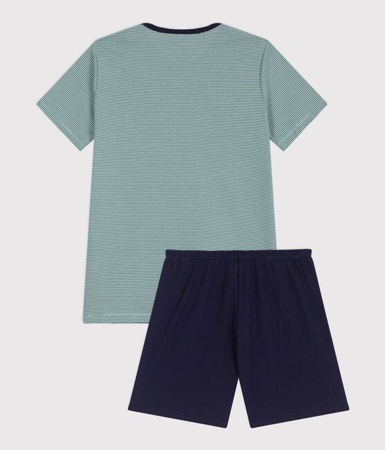Pyjama short enfant en coton à rayures bleu SOIR/ MULTICO