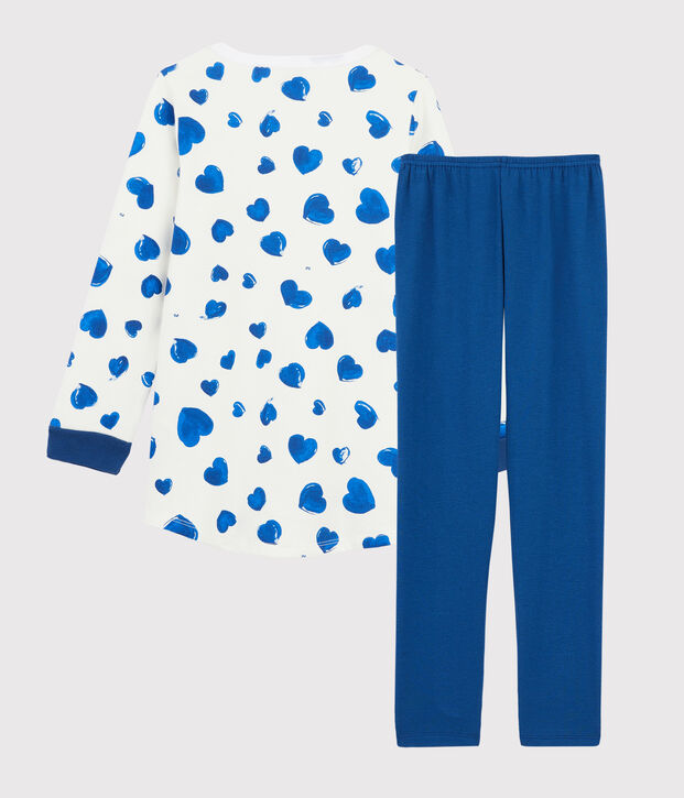 Molton meisjesnachthemd met hartjes, met legging wit/multicouleur