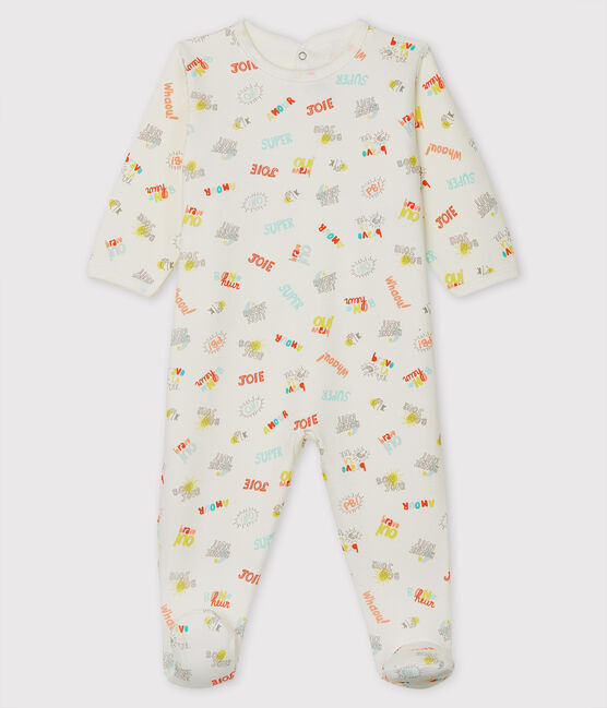 Slaappakje van molton voor baby wit MARSHMALLOW/wit MULTICO