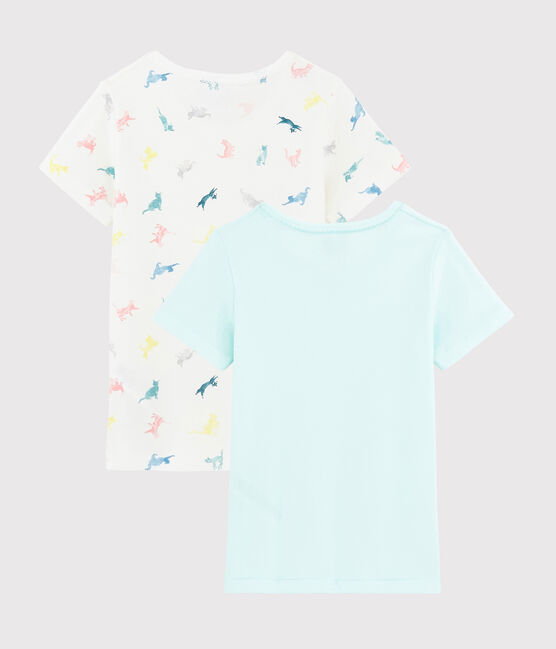 Set van 2 T-shirts voor meisjes met kleurrijke katten en korte mouwen variante 1