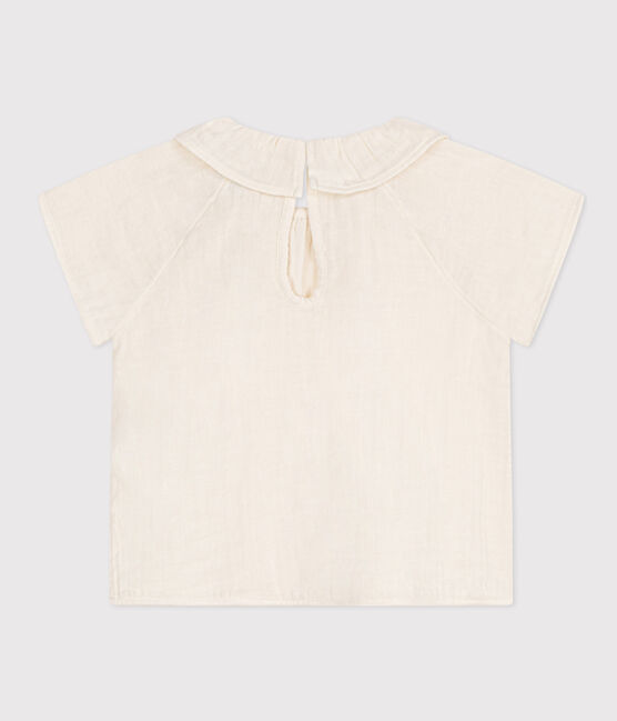 Blouse manches courtes en gaze de coton bébé blanc MARSHMALLOW