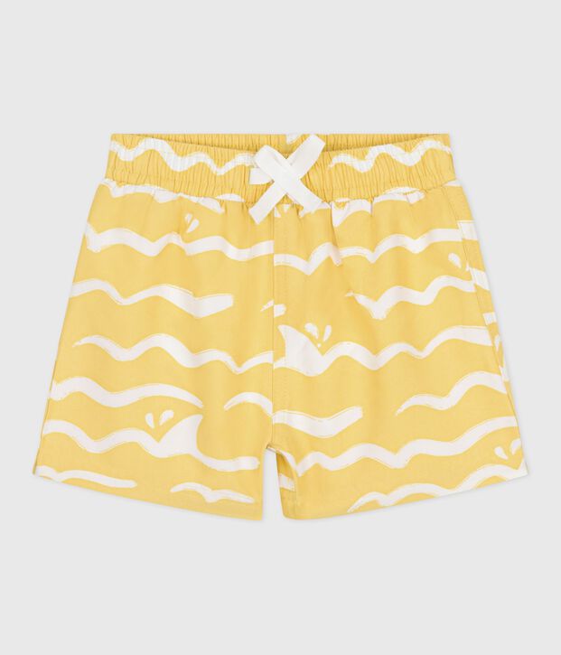 Short de bain b&eacute;b&eacute;, imprim&eacute; requin jaune/blanc