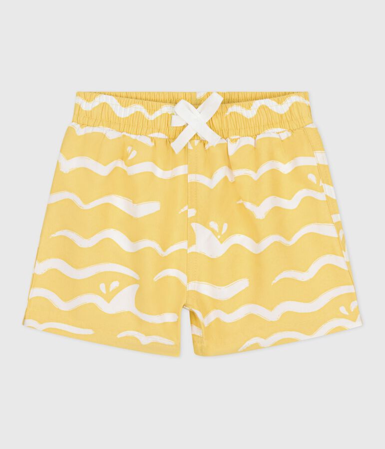 Short de bain b&eacute;b&eacute;, imprim&eacute; requin jaune/blanc