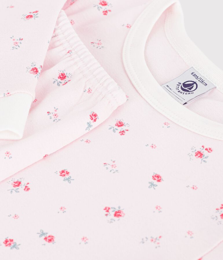 Nauw ansluitende katoenen kinderpyjama met bloemenprint roze BARELY/ MULTICO