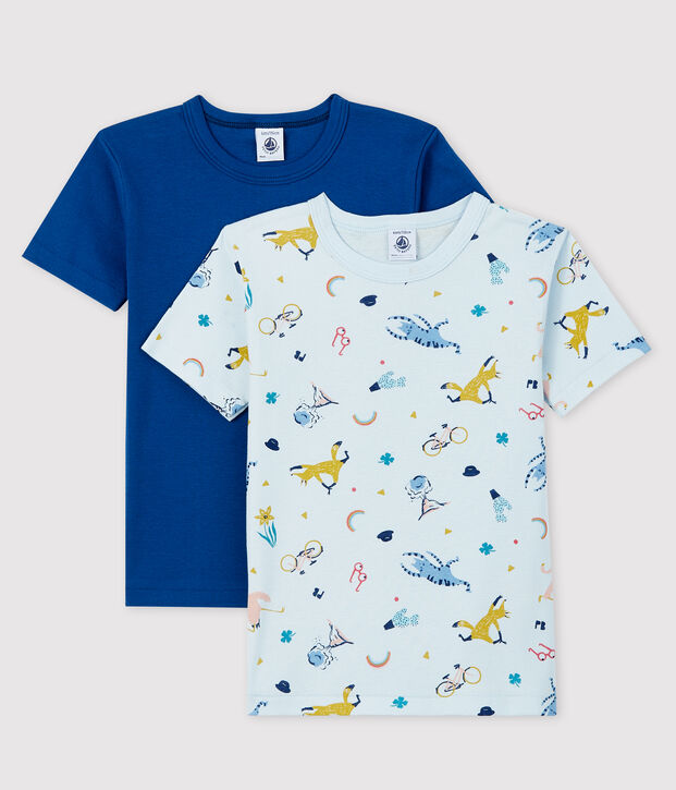 Lot de 2 tee-shirts manches courtes animaux yoga petit gar&ccedil;on multicouleur
