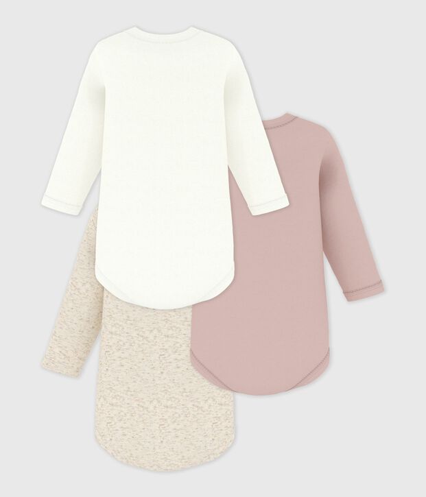Set van 3 katoenen body's met lange mouwen voor baby's multicouleur