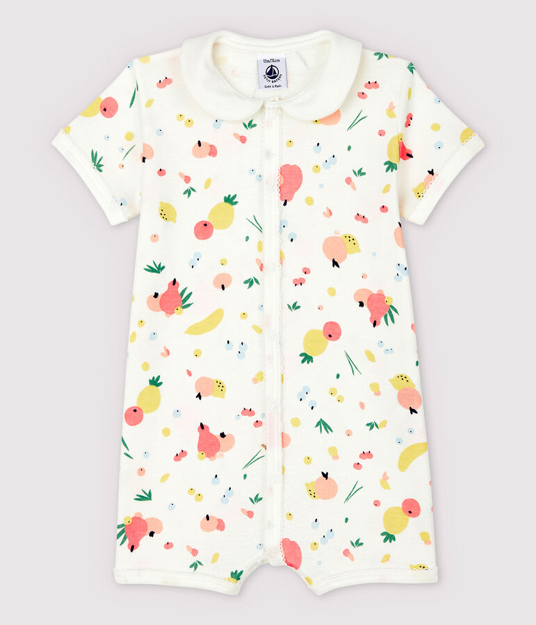 Combicourt fruits b&eacute;b&eacute; fille en coton blanc/multicouleur