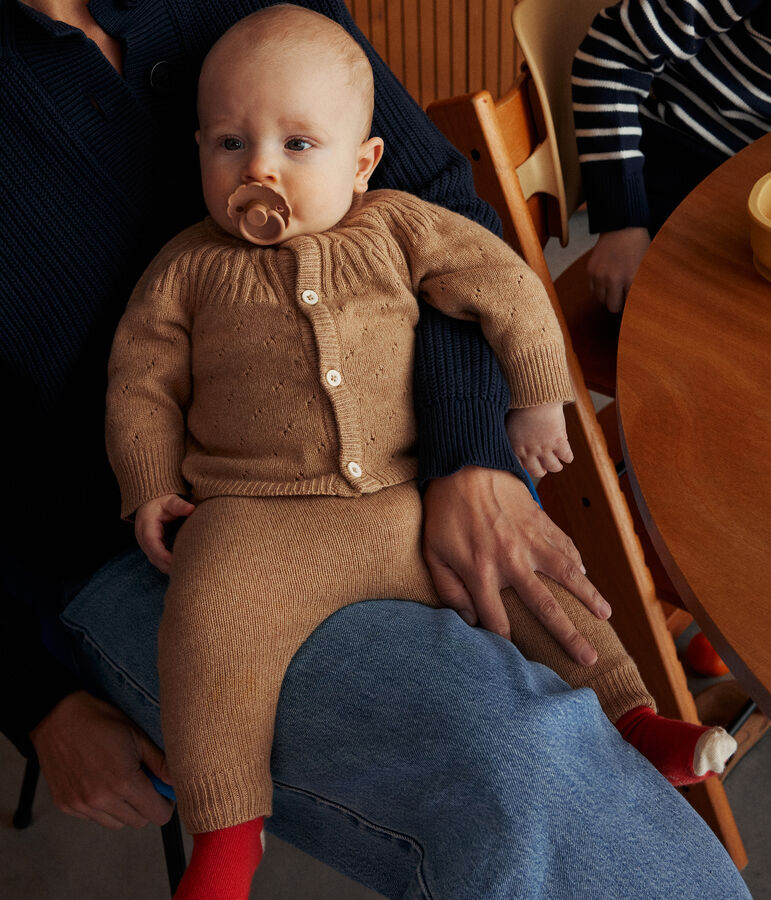 Tweedelig gebreid babysetje bruin CUIVRE