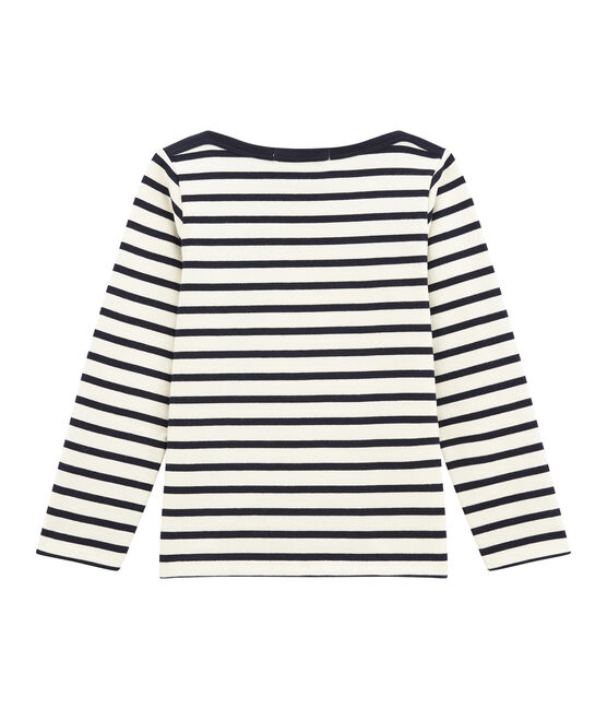Marinière enfant garçon beige COQUILLE/bleu SMOKING
