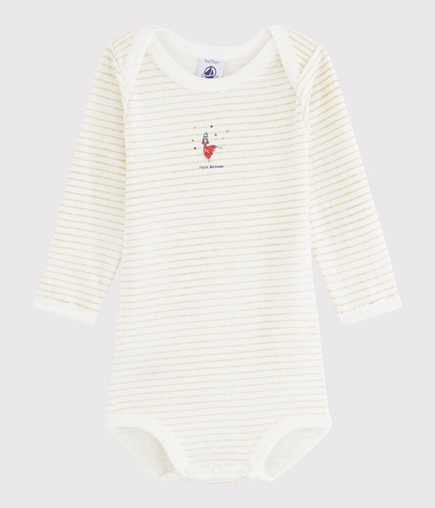Rompertje lange mouwen babymeisje wit/geel