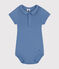 Katoenen body met korte mouw en Peter Pan-kraagje voor baby's blauw BEACH
