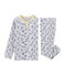 Pyjama en côte gris POUSSIERE/blanc MULTICO