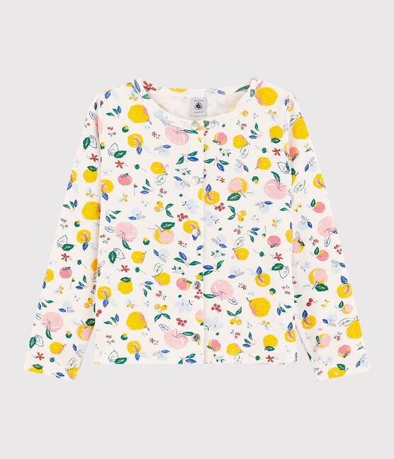 Cardigan en coton enfant fille blanc MARSHMALLOW/blanc MULTICO