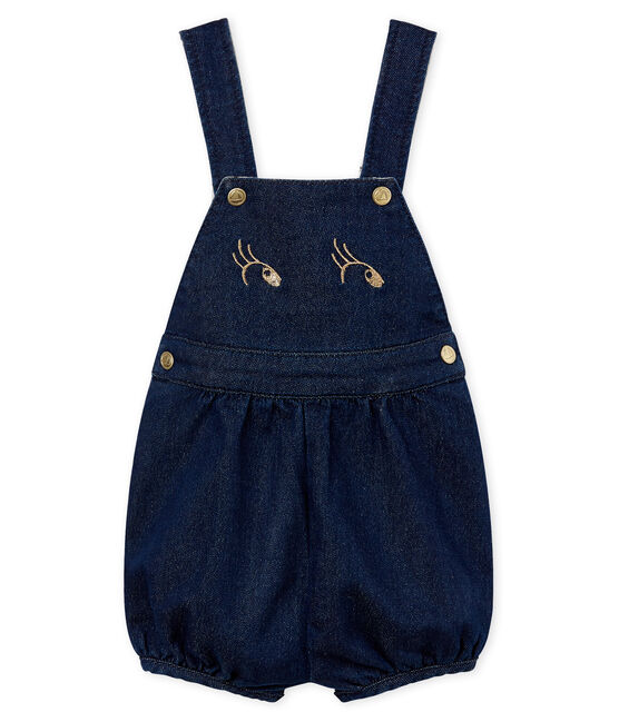 Salopette courte en maille bébé fille bleu MEDIEVAL/beige ECRU CN