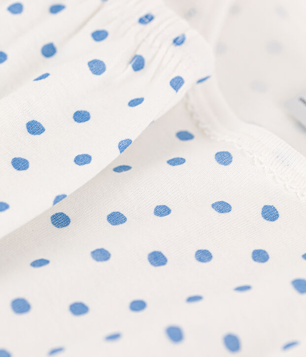 Katoenen meisjespyjama met stippen wit/blauw