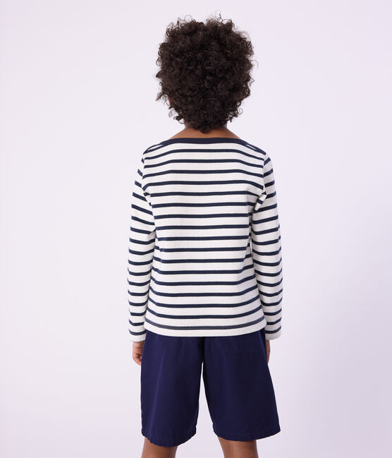 Marinetruitje uit biokatoen voor jongens/meisjes wit MARSHMALLOW/blauw SMOKING