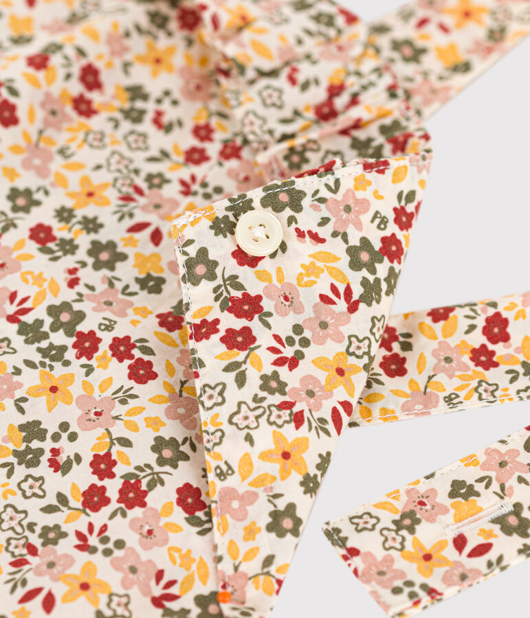 Korte tuinbroek van popeline voor meisjes ecru/multicouleur