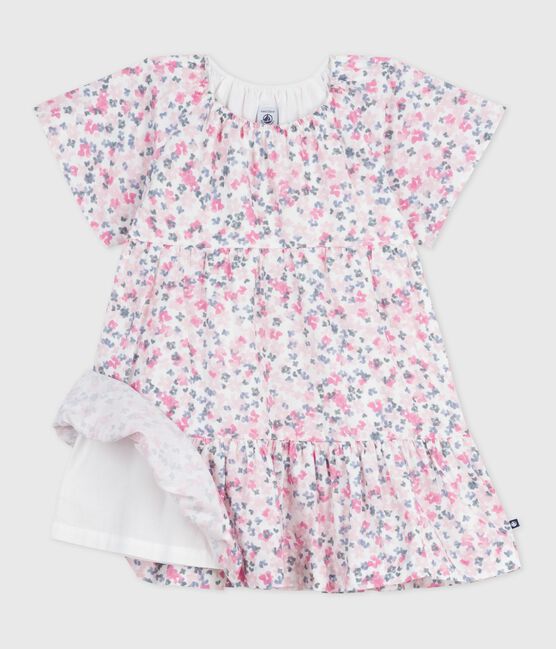 Robe enfant en coton manches courtes imprimée blanc MARSHMALLOW/blanc MULTICO