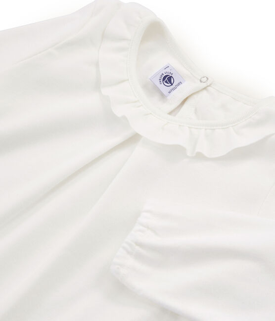 T-shirt met lange mouwen meisjes wit MARSHMALLOW