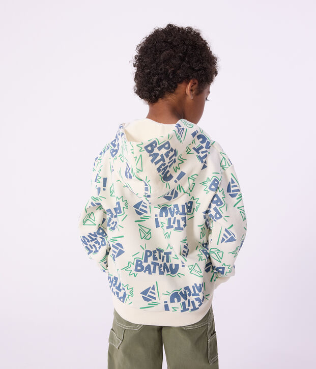 Katoenen hoodie met print voor kinderen ecru/multicouleur