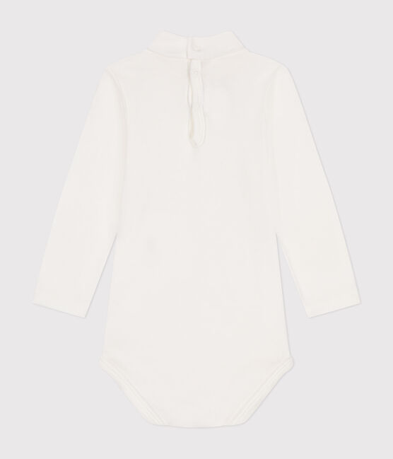 Body manches longues col roulé en coton bébé blanc MARSHMALLOW