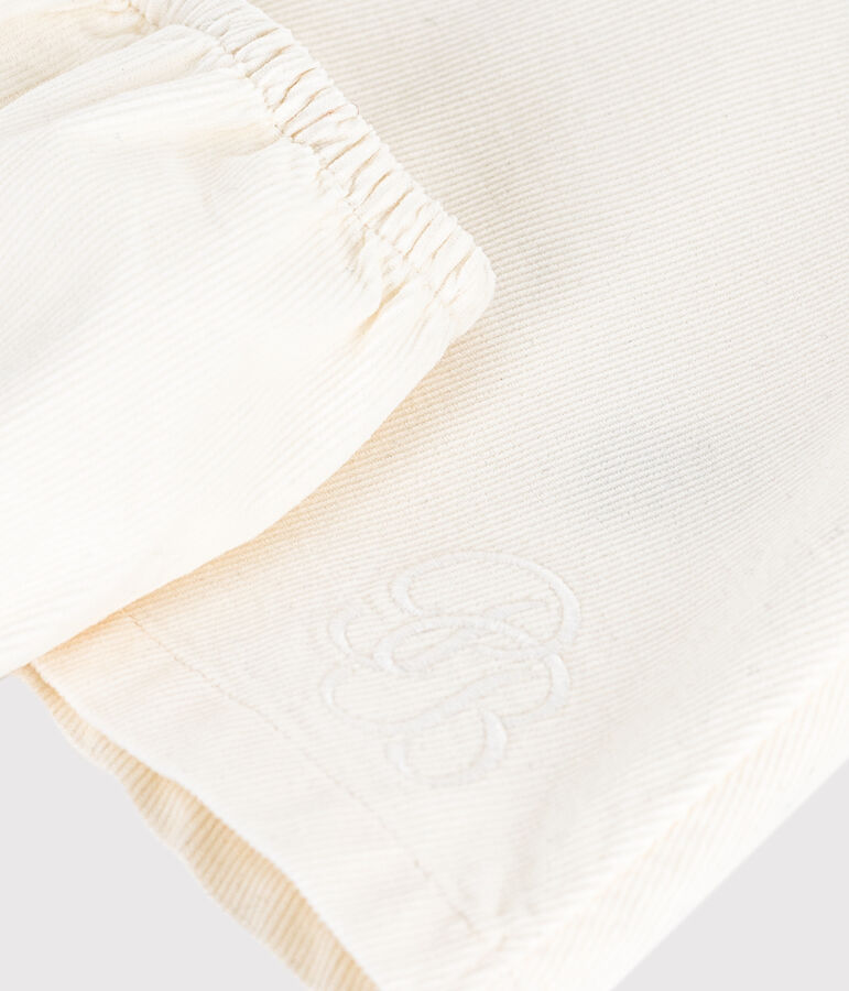 Feestelijk fluwelen babyjurkje met borduursel en bloomer ecru MILK