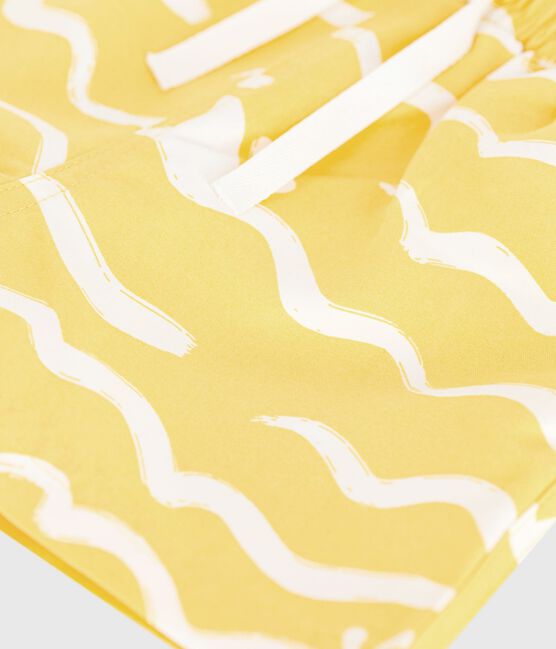 Zwemshort voor baby met haaiprint geel ORGE/wit MARSHMALLOW