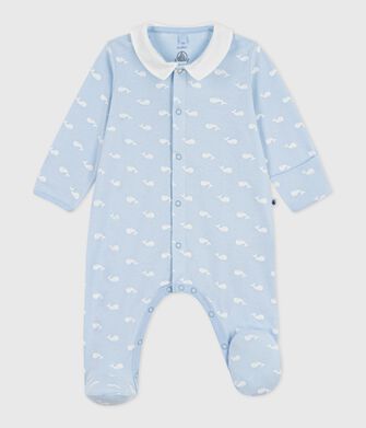 Katoenen babypyjama met kraag met walvisprint