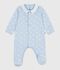 Katoenen babypyjama met kraag met walvisprint blauw/wit