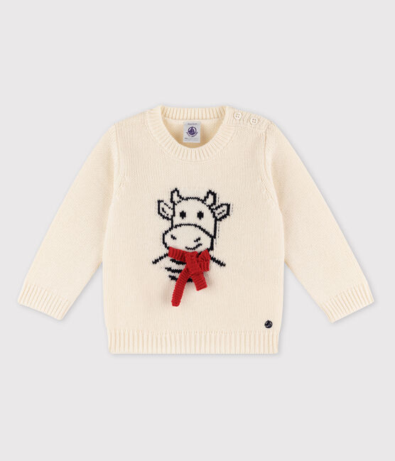 Sweatshirt met lange mouwen babyjongen wit MARSHMALLOW/wit MULTICO
