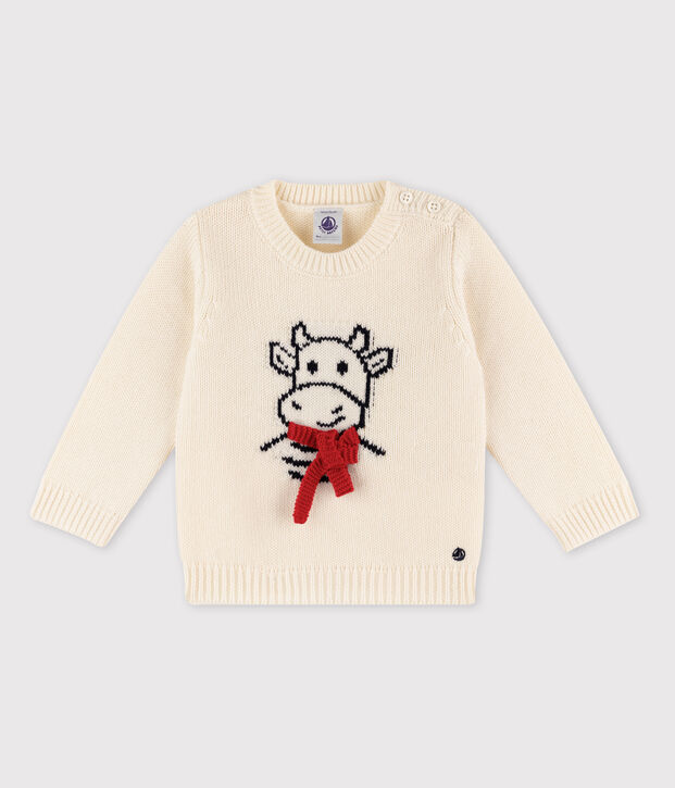 Sweatshirt met lange mouwen babyjongen wit/multicouleur