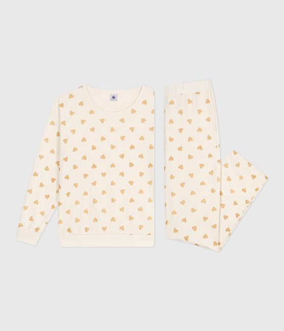 Katoenen damespyjama met goudkleurige hartjesprint MILK/ DORE