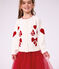 Cardigan enfant en laine et coton &agrave; motifs blanc/rouge