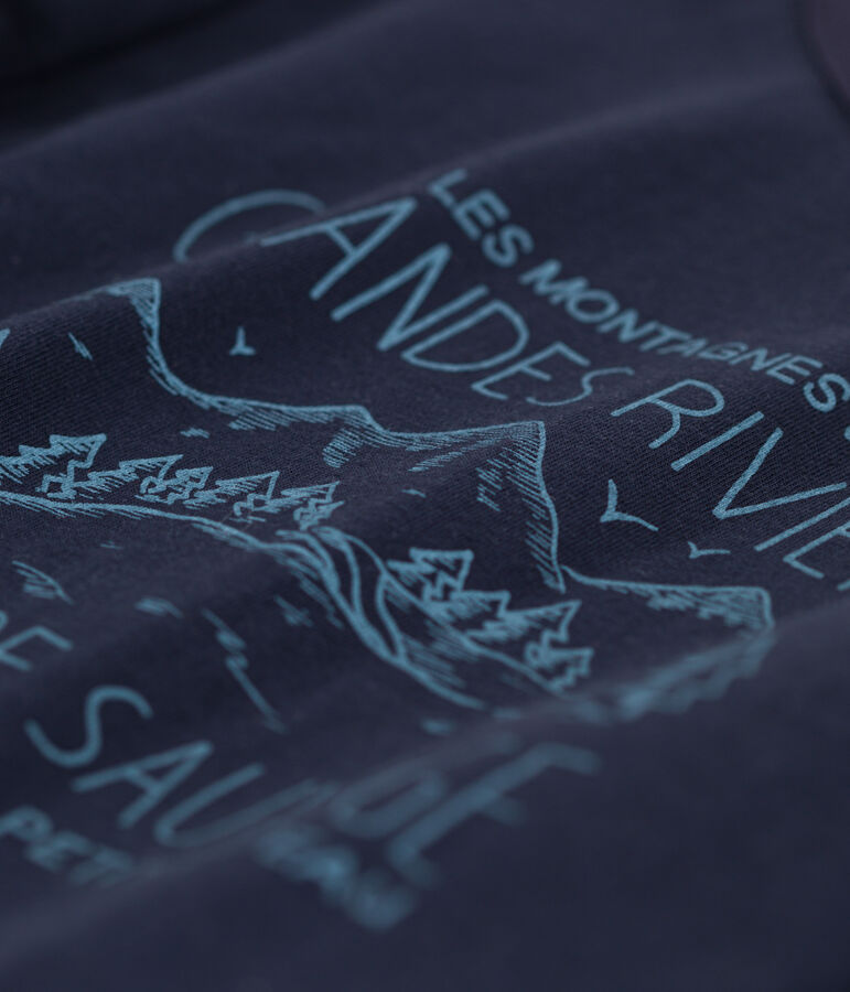 Tee-shirt manches longues imprim&eacute; enfant gar&ccedil;on bleu