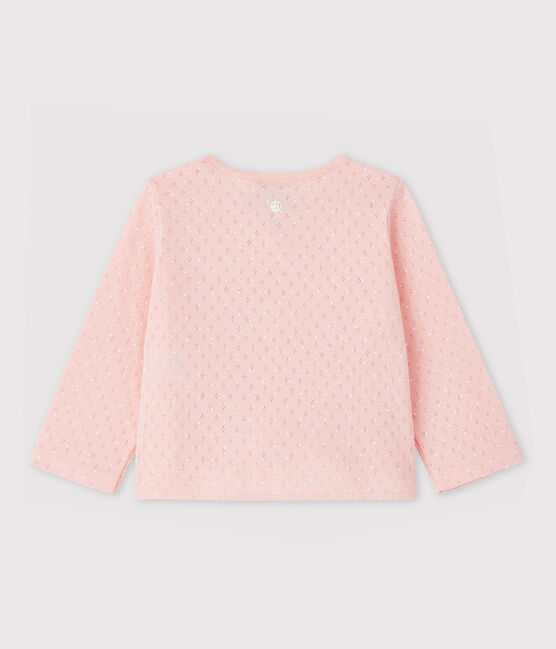 Geribde cardigan voor babymeisjes roze MINOIS/wit ECUME