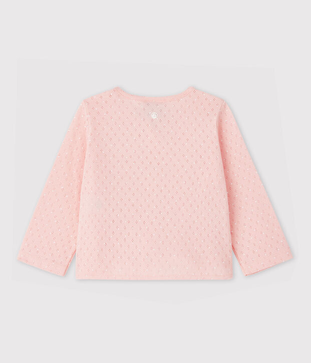 Geribde cardigan voor babymeisjes roze/wit